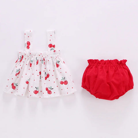 Conjunto de ropa para bebé recién nacido, para niña, estampado, minivestido y pantalones cortos, 2 piezas