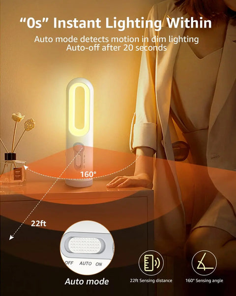 Luz noturna com sensor de movimento LED 2 em 1 Lanterna portátil com sensor de anoitecer ao amanhecer