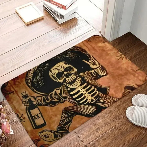 Alfombrilla de suelo con diseño de calavera de azúcar del Día de los Muertos, antideslizante, para decoración del hogar, baño, cocina, lavable, para sala de estar, pasillo, entrada