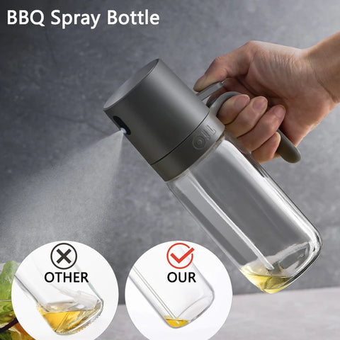 Frasco de spray de óleo 250ml, dispensadores de óleo de cozinha em vidro de borosilicato com alto teor de azeitona