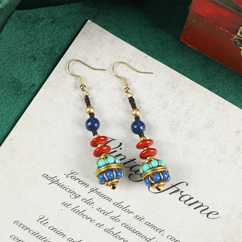 Nepal Tibetan Braided Earrings for Women Ethnic Style Long Tassel Drop Earring Tibet Exotic