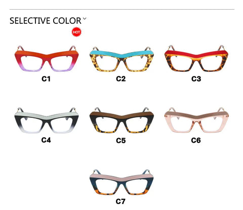 Retro Cat Eye Eyeglasses Frames For Women Designer Luxury Metal Leg Computer Glasses Anti Blue Light Patchwork