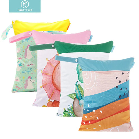 1PC Reusable Waterproof Fashion Prints Wet Dry Diaper Bag Double Pocket Cloth Handle Wet bags 30*40CM Wholesale