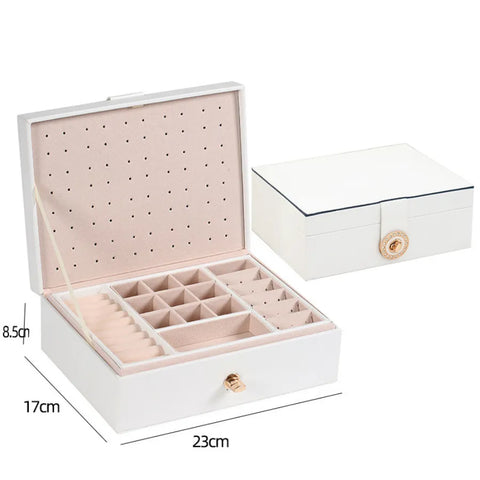 Leather Jewelry Box Storage Ring Display Case Portable Jewelry Organizer for Necklaces Joyeros Organizador De Joyas