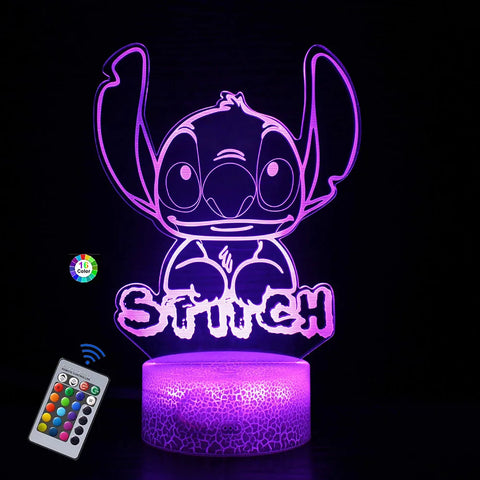 Lilo &amp; Stitch 3D Night Light 16 cores com luz LED acrílica que muda de cor