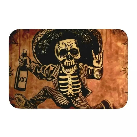 Alfombrilla de suelo con diseño de calavera de azúcar del Día de los Muertos, antideslizante, para decoración del hogar, baño, cocina, lavable, para sala de estar, pasillo, entrada