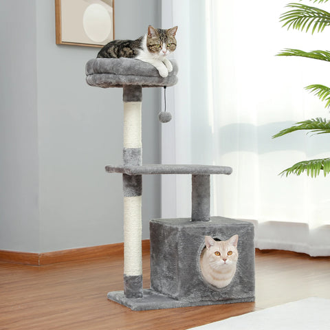 Árbol para gatos, torre alta para gatos con condominio para gatos grande, cama con percha acogedora, postes para rascar, juguetes para gatos