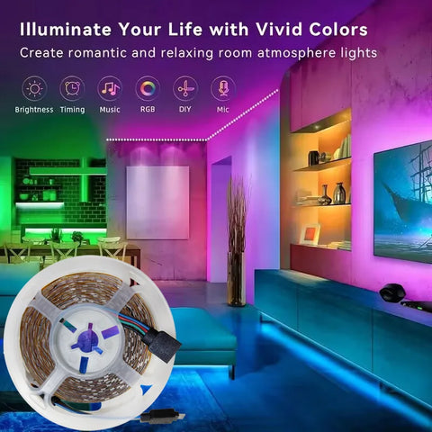 Fita de LED WIFI RGB 5050 Bluetooth APP Controle Led Diodo Flexível Decoração Para Festa Festival TV Mesa Quarto