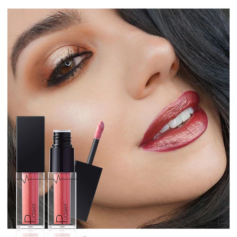 Metallic Lip Gloss Waterproof Long Lasting Pink Red Sexy Lips Makeup Nude Liquid Lipstick Pigment Cosmetic
