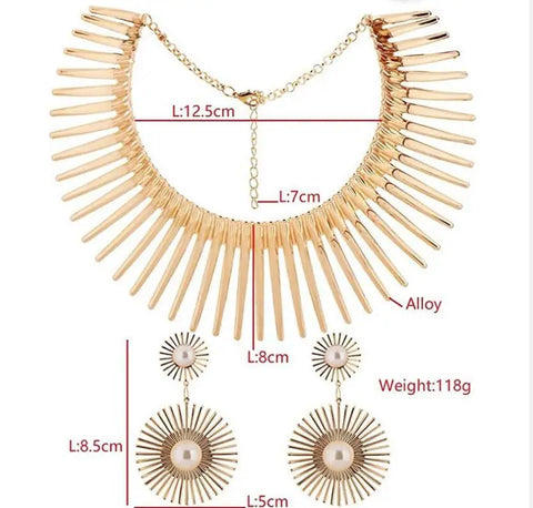 Metal Choker Flower Necklace Set Accessories