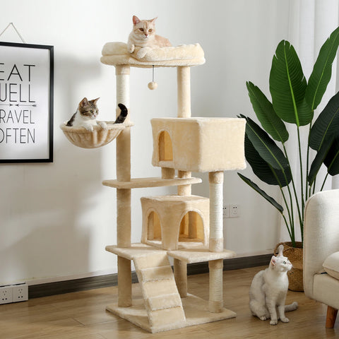 Árbol para gatos, torre alta para gatos con condominio para gatos grande, cama con percha acogedora, postes para rascar, juguetes para gatos