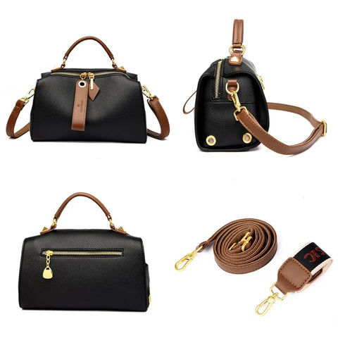 Bolsa crossbody de ombro de couro de cor sólida de alta qualidade para mulheres de luxo