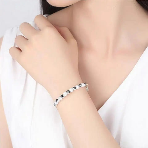 Adjustable bracelet with balls in 925 silver-color