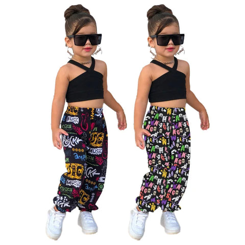 Conjunto Top Sin Mangas + Pantalones Ropa Estampada