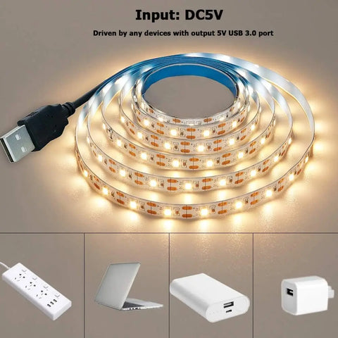 DC 5V USB LED Strips 2835 White Warm White LED Strip Light TV Background Lighting