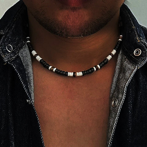 Bohemia Surfer Necklace For Men Simple Geometric Tribal Ethnic Coconut Shell Beaded