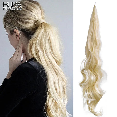 Extensión de cabello sintético flexible de 26" con cola de caballo larga para uso diario de mujeres