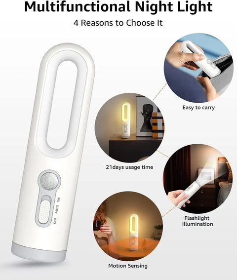 LED Motion Sensor Night Light 2 in 1 Portable Flashlight with Dusk to Dawn Sensor