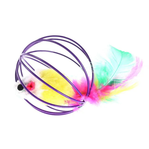 1pc Cat Toy Stick Feather Wand With Bell Mouse Cage Toys Plastic Artificial Colorful Cat Teaser Toy