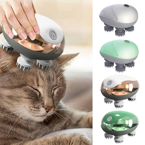 Massageador para gatos à prova d'água, cabeça macia, modos ajustáveis ​​e confortáveis, massageador elétrico portátil para couro cabeludo, suprimentos para animais de estimação