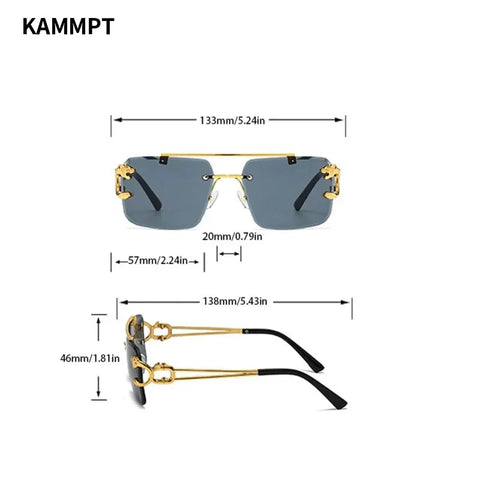 Rimless Square Double Bridge Sunglasses Fashion