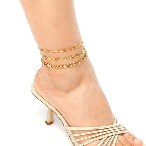 Stainless Steel Anklet Gold Color For Women.