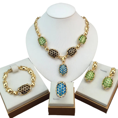 Fashion Colorful Stones Jewelry Sets  Unique Necklace for Women, African Jewelry