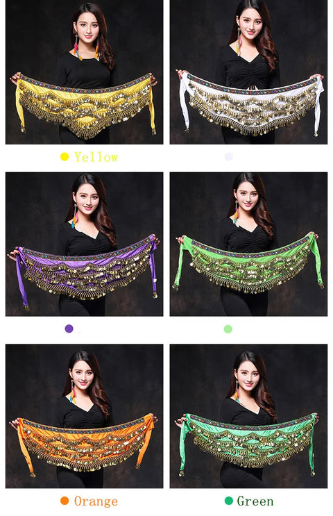 Oriental/Indian Belly Dance Coin Belt Belly Dance Hip Scarf Golden Coins