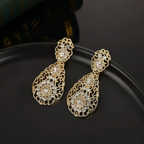 Luxury Bridal Rhinestone Earrings Water Drop Wedding Dress Eardrop Jewelry Ear Clip