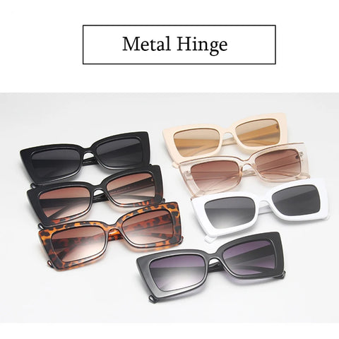 Sunglasses Women Luxury Brand Vintage Lens Big Gradient Rectangle