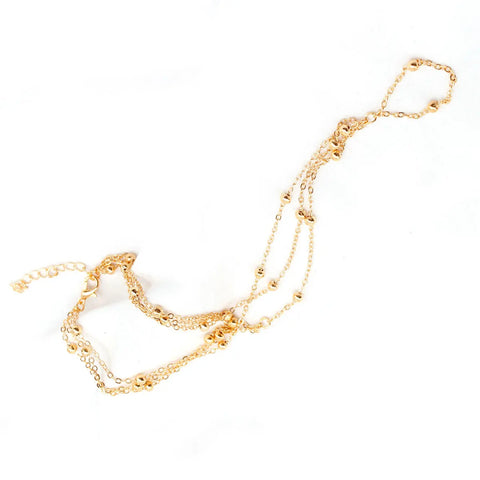 Copper Metal Beads Chain Anklet Connecting Foot Finger