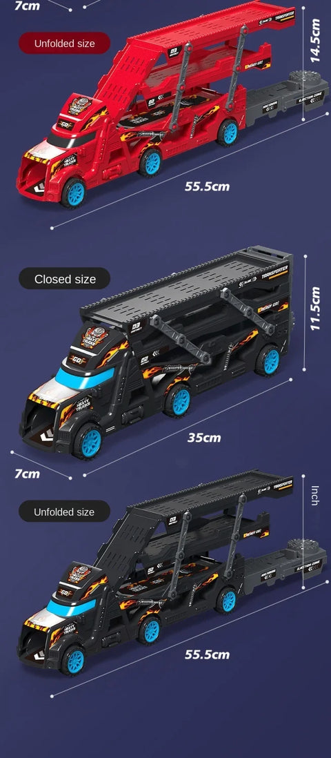 Crianças caminhão deformação transportador carro brinquedos modelos carros modelo educacional brinquedos