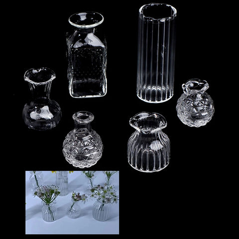 1:12 Casa de bonecas em miniatura vaso de flores bacia de vidro móveis brinquedos faça você mesmo