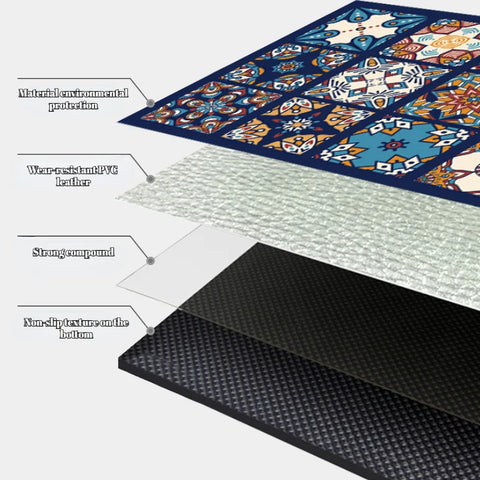 Printed Kitchen Floor Mat Anti-Slip Waterproof PVC Carpet for Home Easy to Clean