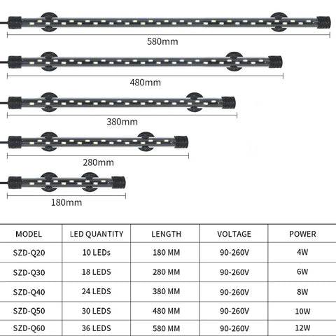 Luz led para aquário à prova d'água, luz para tanque de peixes, plantas aquáticas, submersível, clipe subaquático, decoração aquática