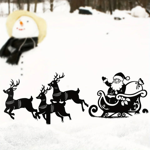 Outdoor Christmas Decorations Set, Reindeer & Christmas Sleigh Silhouette