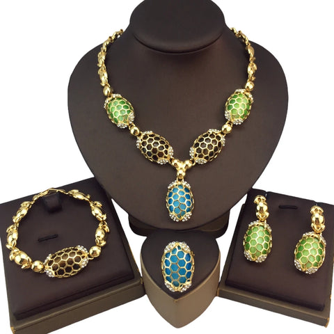 Fashion Colorful Stones Jewelry Sets  Unique Necklace for Women, African Jewelry