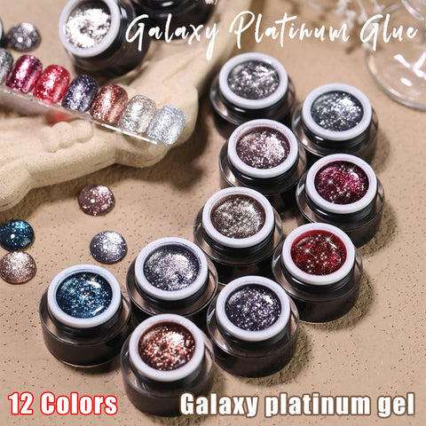 Vendeeni - Esmalte de uñas en gel con purpurina platino, 12 colores, para dibujar, pintar, líneas, metal, brillante, galaxia, UV, remojo