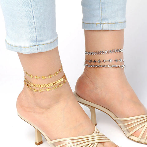 Stainless Steel Anklet Gold Color For Women.