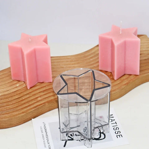 Cute Pentagram Star PC Acrylic Candle Mold Geometry Love Candle Making Resin Soap Mold Gifts Easy Demoulding Craft Home Decor