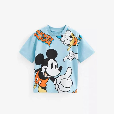 Camiseta de Disney, ropa de verano para niñas, niños, camisetas de Mickey y Pato Donald, estampado de dibujos animados informal de moda para niños