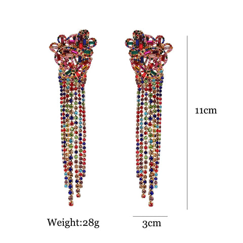 Luxury Long Earrings With Diamonds in Different Colors