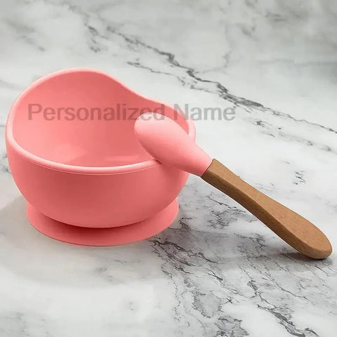 Conjunto de alimentação de bebê com nome personalizado, ventosa de silicone para crianças, tigela, colher, garfo, talheres, tigela de alimentação de bebê