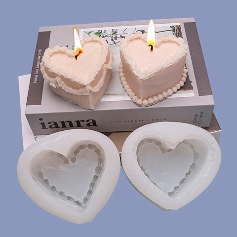 Love Heart Shape Cake Candle Mold Fondant Cake Baking Mold Aromatherapy Candle