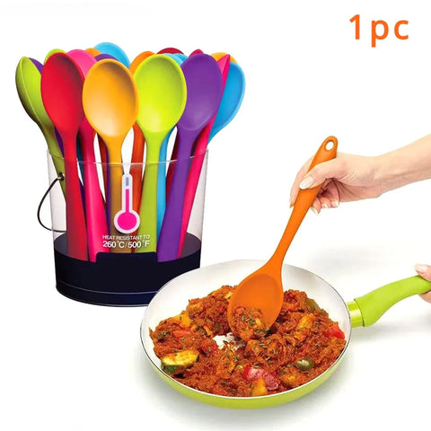 Colheres de Silicone para Cozinhar Utensílios de Cozinha Antiaderentes Talheres Resistente ao Calor