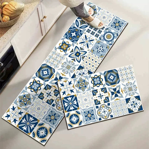 Printed Kitchen Floor Mat Anti-Slip Waterproof PVC Carpet for Home Easy to Clean