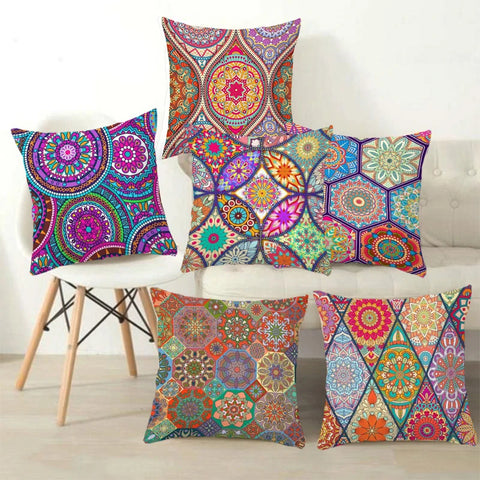 Mandala Pillowcase Square Cushion Cover Pillow Double Sided Ethnic Flower Bohemian