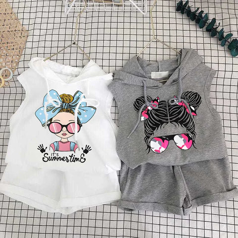 Conjunto de suéter e shorts de manga curta infantil