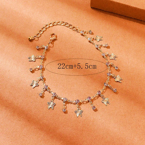 Vintage Boho Rhinestone Pendant Anklet For Women Bohemian Anklets On