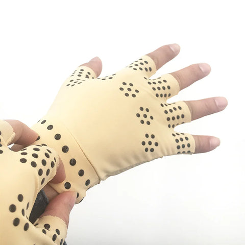 1 Pair Magnetic Therapy Fingerless Gloves Arthritis Pain Relief Heal Joints Braces Supports Massage Health Care Hand Care Tool
